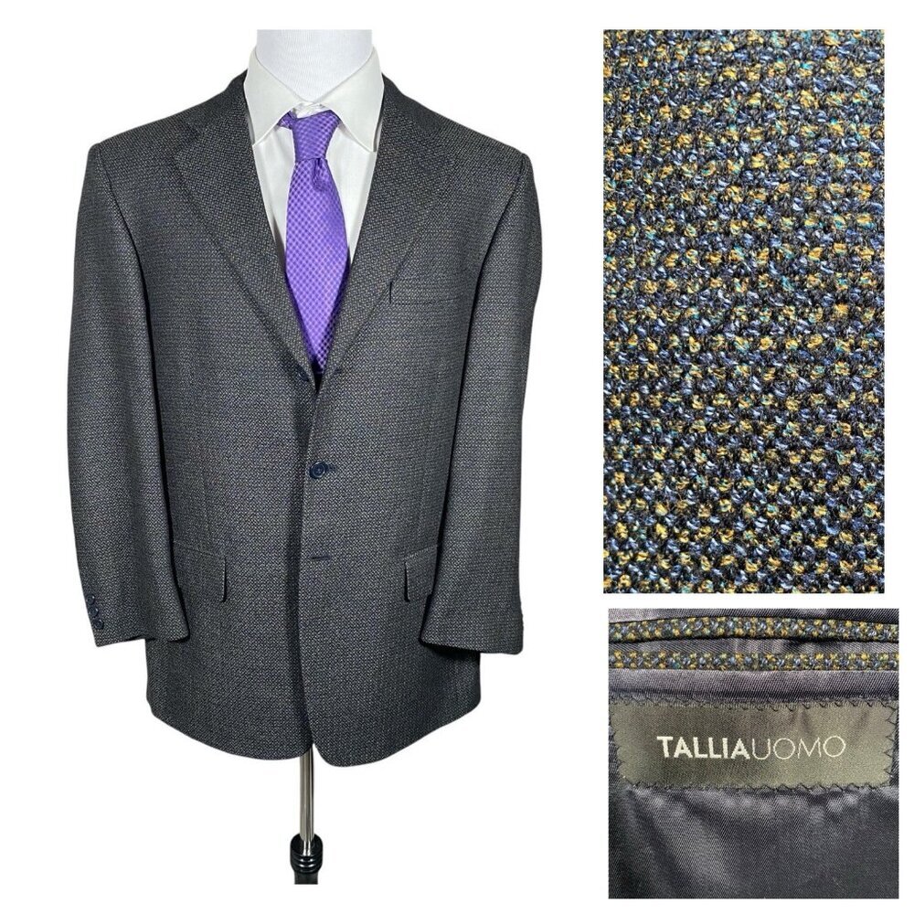 Tallia Uomo Sport Coat 42R Stassimo 100% Worsted Wool Textured 3 Button Vented
